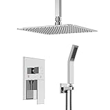 SR Sun Rise ary002シャワーアームSquare 7.9インチ200 mm天井マウントアームのソリッド真鍮クローム仕上げ 12 Inch Ceiling Mounted Shower S