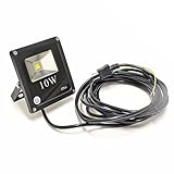 LED 投光器 10w 薄型タイプ 昼光色 省エネ 投光器 屋外 看板 照明 ワークライト 照射角120度！本体色ブラック SMD素子 5m配線 IP66規格 【10W×1台売り】