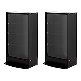 【地球家具】フィギュア 棚 新シリーズ 幅55cm ロータイプ 大きさが選べるコレクションラック LED兼用 [耐震 鍵付]（ロータイプ、中型（奥行29cm）、ブラック） 2台セット