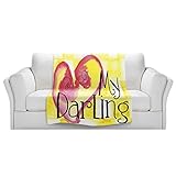 ブランケットウルトラソフトFuzzy 4サイズ！DIANOCHEデザインからby Marley Ungaro My DarlingイエローホームDecor Unique Designer芸術的スタイリ