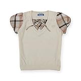 DBL S&M 女の子 Vネック Tシャツ 半袖 ガールス チェック柄 シャツ (120)
