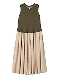 Angeliebe エンジェリーベ マタニティ ワンピース 授乳口 付 ニットソー × シフォン マキシ ワンピ 妊婦服 産前 産後 S ～ M カーキ × ベージュ