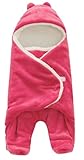 Plus Nao(プラスナオ) 子供用 スリーパー ベビー 赤ちゃん用 おくるみ ふわふわボアスリーパー フード付き パンツ一体型 - レッド
