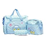 【ユウエ】ママバッグ マザーズバッグ 4点セット マザーバッグ マタニティ用品 レディース ハンドバッグ 撥水加工 大容量 多機能 014-xm-8006(F ブルー )