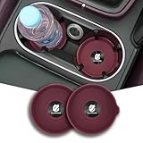 For アルファード Alphard 専用 車 ノンスリップ コースター 滑り止めシリコーン製 持ち手付きり 丸型 直径70mm 対応Alphard 40系 30系専用 防水 静音 ノイズ低減 便利 洗いやすい カー インテリア アクセサリー（ 2枚入-ブラックメタル ワインレッド）