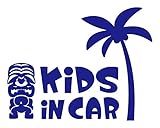 Sticker Shop Haru KIDS ＩＮ CAR ステッカー ティキ像とヤシの木 20cm ブルー