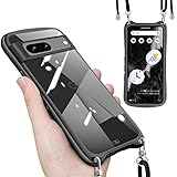 Google Pixel 7a 用の ケース ショルダー ストラップ Pixel7a 用の カバー クリア 斜めかけ 肩掛け 韓国 ピクセル7a 用 スマホケース （ブラック）