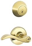 Schlage JC60V SEV 605 Security Set Single Cylinder Deadbolt and J54 Keyed Entry Seville Lever, Brigh