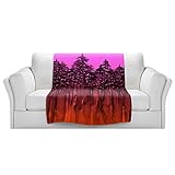ブランケットウルトラソフトFuzzy 4サイズ！DIANOCHEデザインからby Julia Di Sano Forest TreesネオンオレンジピンクホームDecor Unique Designe