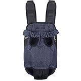 【YuHaru】 2017改良版 肩パッド付 犬用 抱っこひも バッグ (デニム ブルー M)