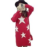 (マーシェル) Marshel マタニティ ワンピース ニット 星柄 チュニック 秋 冬 長袖 カジュアル おしゃれ 産前 産後 長く使える 妊婦服 レッド M