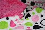 Minky毛布 – ベビー毛布、幼児用ブランケット、子Blanket – 円とポルカドット印刷Minky Medium (@29"X35") ピンク BHP-600M