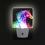 Alaza LED Night Light withスマートDusk to Dawnセンサー、Moon Sun Clouds Hand Drawingプラグin Night Light Great F