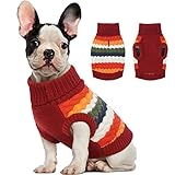 Kuoser 犬用セーター 犬服 保温服 ニット ハイネックセーター 防寒服 ニットパターン 柔軟 厚み 犬の服 小型犬 中型犬 秋冬 防寒対策 猫服 オシャレ 可愛い 誕生日 聖夜 新年 ペットウェア犬服 紫XS(SS)