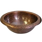 Houzer HW-BAB1RS Hammerwerks Series Baby Round Topmount Copper Lavatory Sink, Antique Copper [並行輸入品]