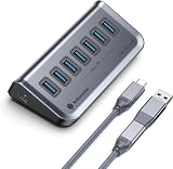 Yottamaster USB ハブ 5Gbps高速データ転送 USB Cハブ 7ポート USB 3.2 Gen1 (USB 3.0)type cハブ 5V/3A給電ポート USB ハブ Type-C サポート充電 ラップトップに対応(Type-cケーブル付 0.5m)