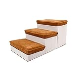 ドッグステップ 3段 折りたたみ 収納 犬用 犬用 スエード調 幅35㎝ (グレー) (ブラウン)