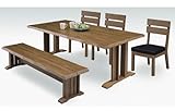 ダイニング5点セット ダイニングセット 4人用 ダイニング 無垢 5点セット ベンチ付 【 テーブル + チェア3脚 + ベンチ 】 ASA-118 (ブラウン)