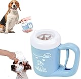 【最新デザイン】 猫 ブラシ 犬 足洗いカップ ペットブラシ 犬 足洗い ブラシ ペット 足用クリーナー お手入れ用品 猫 犬 バスグッズ 半自動式 犬足洗い器 省力 省時間 シリコーン製 360°回転 清潔便利 小型/中型犬 猫 (Small, Blue)