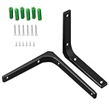 堅塁金物 棚受け金具 棚受けブラケットL字金具 直角一体成形 黒 2個入 200mm*150mm*30mm 耐荷重70kg 壁掛け吊り棚 金具棚うけ ネジ付