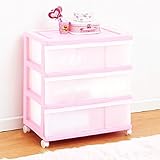 収納ケース ワイド チェスト 3段 チェリーピンク 日本製 MJ-W3-1TPI
