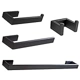 Bathfirst おしゃれ トイレットペーパーホルダー タオルリング タオルバー フック 4枚セット 304ステンレス製 壁掛け式 ブラック バスルームアクセサリー ウォールマウント