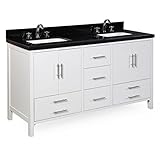 California 60 Double Bathroom Vanity (Black/White) [並行輸入品]