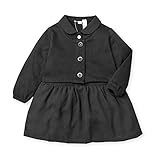 (ブラック/95cm)ベビー服 女の子 ワンピース 長袖 ブラック フォーマル 重ね着風 フェイクカーディガン 丸襟 シフォンスカート 無地 女児 ベビー