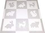 SoftTiles Kids Foam Playmat - Woodland Animals Non-Toxic Baby Play Mats w/Sloped Edges for Playrooms
