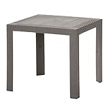【ガーデンテーブル ラタン調 アウトドア プラスチック 庭 テラス】ステラテーブル 80×80cm グレー(C187-S2)