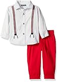 The Children's Place Baby Boys' Suspender Shirt Set Cloud 9-12 Months [並行輸入品]