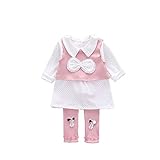 Pojour 春 0-2歳 2-7歳女の子可愛い上下セット キッズ長袖レジャー 通気 綿 ピンク(100cm)