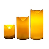 Candle Choice Set of 3 Long Lasting Indoor and Outdoor Flameless Candles with Timer, Small Size (LED