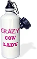 3dRose Crazy Cow レディース スポーツウォーターボトル 21オンス 21オンス マルチカラー
