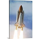 Stocktrekイメージプレミアムシックラップキャンバス壁アート印刷題名Space Shuttle Atlantis liftsオフからKennedy Space Centerフロリダ 16" x 