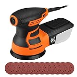 サンダー 無段変速 ランダムサンダー ポリッシャー 300W 13000RPM 低騒音 高集塵システム 12*サンドペーパー 125mm D