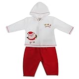 ベビー 赤ちゃん 新生児用 クリスマス サンタクロースデザイン 2ピース 長袖パーカー・ズボン上下セット トップス・ボトムスセット 2点セット ツーピース ユニセックス 男女兼用 (1,3-2,2kg