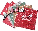 Bethany Home クリスマス折り紙 300枚入り 14.7cm 正方形 手芸紙 DIY用紙 両面折り紙 5色 初心者に 千羽鶴 装飾 クラフト おりがみ クリスマス柄付き (レッド, 14.7*14.7cm)