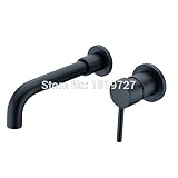 Bagnoluxラウンド2穴壁設置シングルレバー洗面台蛇口_matte-black