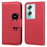 TEDTIKJT OPPO A79 5G ケース 手帳型 oppo a79 5g 手帳型 カバー スマホケース Oppo A79 5G ケース 高级PU 便利 内蔵マグネット レザー 財布型 オオッポ リノ a79 カバー 携帯カバー スタンド機能 漫画のキャラクター 全面保護 耐衝撃 カード収納 OPPO A79 5G 手帳型 ケース -赤