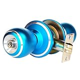 コンストラクタcon-rai-blu-bkレインボーカラープライバシードアノブセットメタリック円柱状ロック、サテンブルー