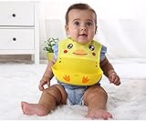 MUZJOY シリコンビブ お食事用エプロン 防水スタイ よだれかけ ソフト スマート 立体ポケット付 / パープル ミツバチ