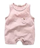 CXYP ベビー服　 ベビー 　赤ちゃん 男女共用 キャミソール　連体服　通気性　シンプル　カワイイ　夏　肌着　下着　ボディスーツ　新生児　 出産祝い　59cm～80cm　4色 (66cm, ピンク)