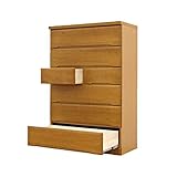 チェスト タンス ハイチェスト 幅90 6段 天然木 桐材 フルオープン スライドレール付き 完成品 日本製 (ナチュラル) [並行輸入品]