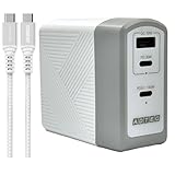 アドテック 140W PD3.1充電器 3ポート(eMarker搭載240W Type-Cケーブル付属)(USB-Cｘ2+USB-A)(GaN/窒化ガリウム) ACアダプタ 急速充電 高速充電 軽量 折りたたみ式プラグ タイプC ノートPC スマホ タブレット対応 PPS対応 MacBookPro/iPhone/Android ホワイト APD-A140AC2-WH-CU4G3