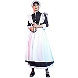 [YUEEI] メイド服 メンズ 男性向け ロングスカート コスプレ ハロウィン 仮装 ワンピース 長袖 可愛い パーティー イベント 撮影 女装 演出服 網タイツ付き 5点セット (L)