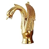 Gud 白鳥 混合水栓 洗面用 蛇口 ヨーロッパ ロココ 風 スワン 金 (ショート(15cm))
