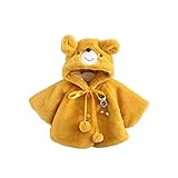 Pojour ベビー服 子供服 女の子 男の子 冬秋 防寒 厚いコート 可愛いクマコート 厚手 長袖 暖かいジャケット ベビールームウェア 普段着 カジュアル 旅行 記念日 プレゼント 黄色