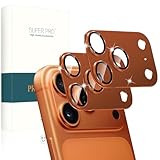PRODELI For iPhone 17 Pro 専用 カメラフィルム アルミ合金製＋AR高透過率 一体型 耐衝撃 硬度9H キズ防止 高透過率 強化ガラス 防爆裂 気泡ゼロ 露出オーバー防止 アイフォン 17 プロ 用 レンズ 保護フィルム (オレンジ/2枚入り)