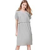 SFGHOUSE　マタニティワンピース　マキシ丈　授乳口付き　妊婦服　産前 産後　ワンピース　楽ちん (グレー)